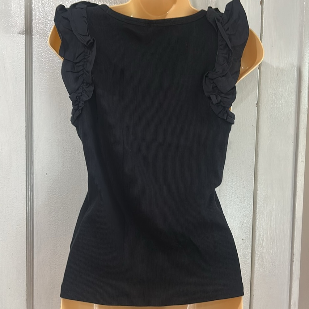 Old Navy Black Flutter Sleeve Blouse - Picture 3 of 7